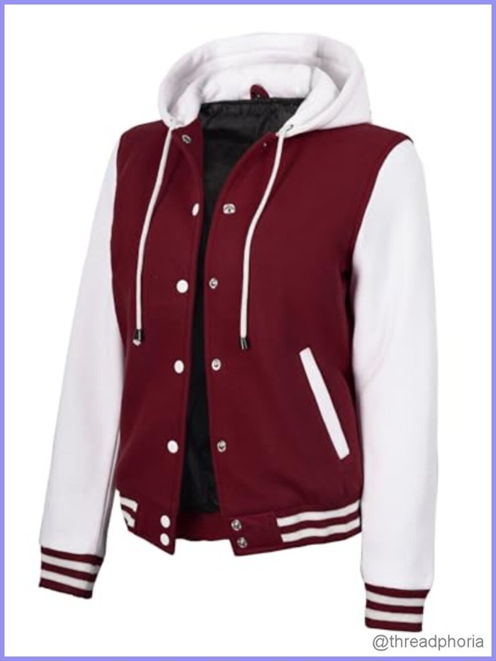 Women's Hooded Varsity Jacket Letterman Bomber Fleece
